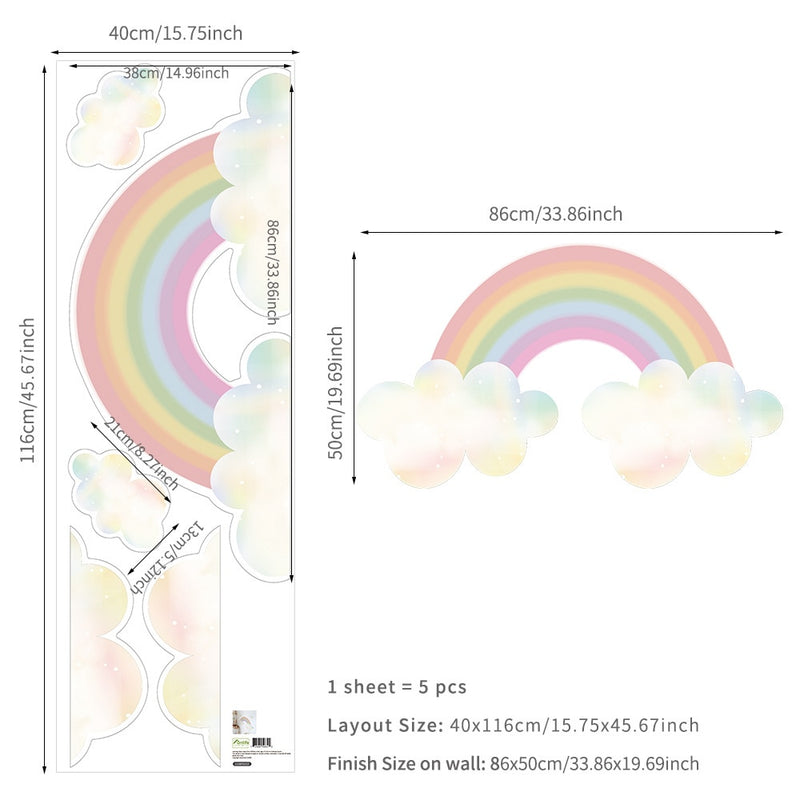 Rainbow Heaven Wall Stickers for Kids Rooms Self Adhesive PVC Wallpaper Sticker Art Murals Home Decor Kindergarten Baby Nursery