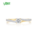 VISTOSO Goldringe für Damen, echter 9K 375 Gelbgoldring, funkelnde weiße Zirkonia-Versprechensringe, Jahrestags-Feinschmuck