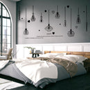 226*97cm Black Chandelier Wall Stickers Light Bulb Home Decor for Living Room Bedroom Art DIY Vinyl Wall Decals Removable