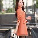 Women's Coat Spring 2022 Streetwear Trench Overcoat Turn-down Collar Slim Fit Double Breasted Lace Long Female Jacket Clothes