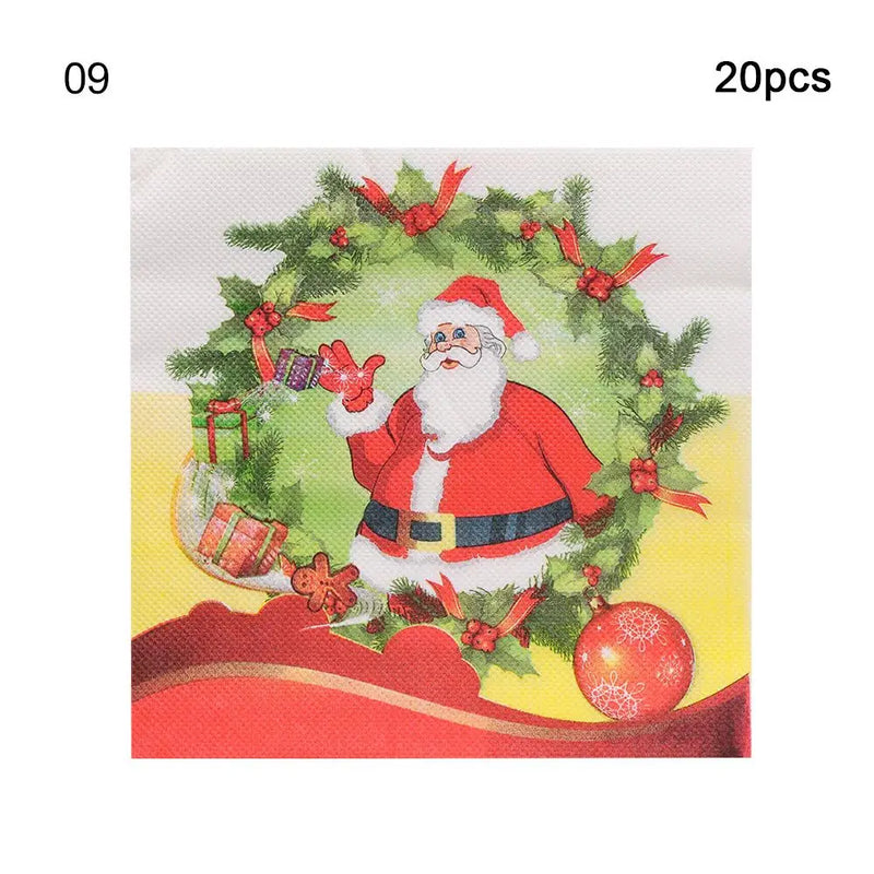 20PCS Lunch Paper Home Decorations Decor Tissue Bathroom Tissue Christmas Paper Napkins Xmas Decor Serviette Disposable Napkins