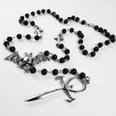 Emo Vampire Ankh Rosary Occult Vamp Bead Necklace Goth Punk Bat Cross Pendant Necklace Handmade Beaded Egyptian Tradgoth Jewelry