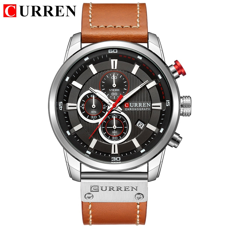 New Watches Men Luxury Brand CURREN Chronograph Men Sport Watches High Quality Leather Strap Quartz Wristwatch Relogio Masculino