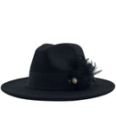 NEW white Wool Women feather Fedora Hat For Winter Autumn ElegantLady Floppy Cloche Wide Brim men Jazz Caps
