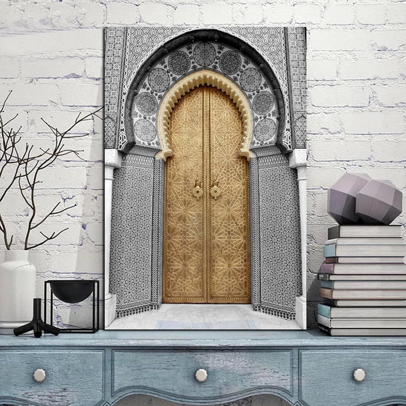 Posters and Prints Scroll Canvas Painting Wall Art Decor Print Wall Picture Frame Painting Home Decoration Islamic Oriental Door