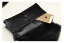 NIGEDU Lässige Umhängetasche Damen Messenger Bag Schwarz PU-Leder Damen Schultertasche Kette Damen Umschlag-Clutch