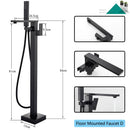 Black Bathtub Shower Faucet Bathroom Brass Square Floor Standing Bathtub Faucets Waterfall Hot Cold Water Mixer Tap