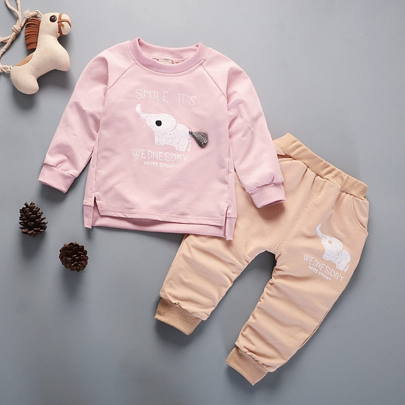 Fashion Spring Autumn Baby Girl Clothes Set Children Boys Cartoon T-Shirt Pants 2Pcs/sets Toddler Casual Costume Kids Tracksuits