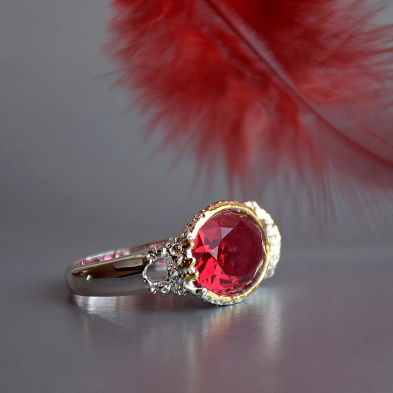 DreamCarnival1989 New Design Feminine Zircon Ring for Women Cap Look Big Red Stone Cute Duck Wedding Engagement Jewelry WA11737