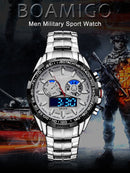 BOAMIGO New Luxury Brand Sports Men Watches Military Fashion Stainless Steel Digital Quartz Watch relogio masculino