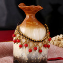 European and American Bohemian Retro Female Anklet Round Beads Semi-precious Stones Hand-woven Beach Holiday Women's Anklet