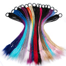 Synthetisches 60 cm Pferdeschwanz-Haarteil mit Gummiband, Haargummi, Chignon, Häkelzopf, Pferdeschwanz-Haarverlängerung, Pink, Regenbogen
