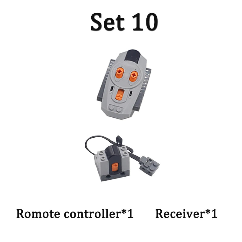 Technical Enhanced Motor Kit Power Function Switch IR Remote Control Receiver Battery Box Train Motors High-tech parts Sets