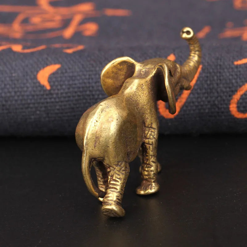 Antique Bronze Minature Elephant Figurines Tea Pet Table Ornament Decorations Solid Copper Animal Crafts Home Decor Living Room