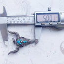 Pendant Blue Bull Head Skull Fashion Punk Ethnic Jewelry Europe 925 Sterling Silver Turquoise Rebel Gift For Woman & Men