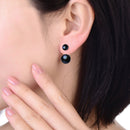 Natural Pearl Stud Earrings for Women Jewelry S925 Sterling Silver Genuine White Black Double Pearl Earrings Party