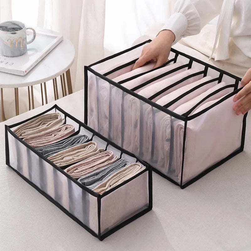 7 Grid Jeans Storage Box Closet Organizer Home Separation Bra Leggings Clothes Storage Case Drawer Wardrobe Divided Storage Bags