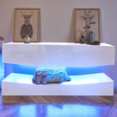 Floating TV Stand with 3 Drawers and LED Lighting TV Cabinet with Open Shelves High-Gloss Console Table Storage Cabinet