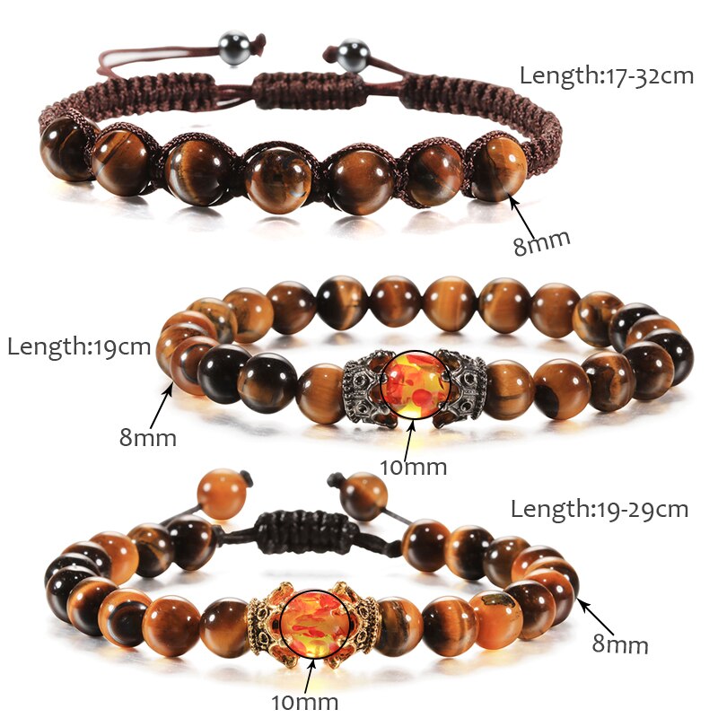 Tiger Eye Beaded Bracelets Bangles Men Braided Rope Healing Balance Yoga Charm Women Natural Stone Buddha Bracelet Adjustable