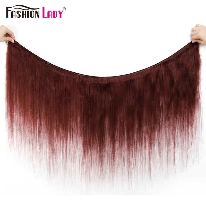 Fashion Lady Pre-Colored Human Hair Bundles Brazilian Hair Straight Hair Bundles 99j Dark Red Bundles Bundle Per Pack Non-Remy