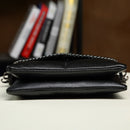 NIGEDU Lässige Umhängetasche Damen Messenger Bag Schwarz PU-Leder Damen Schultertasche Kette Damen Umschlag-Clutch
