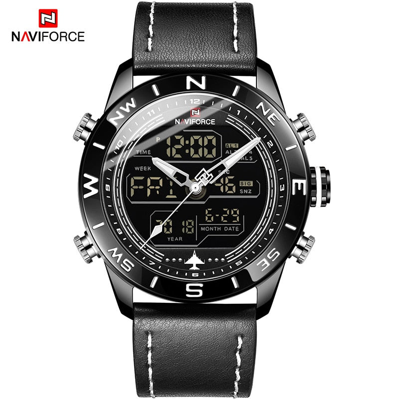 NAVIFORCE Sport Watches for Men Top Brand Luxury Military Leather Men&