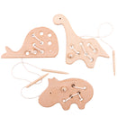 Holz-Kindergarten-Maus-Fädelbrett, Schnürung, Buche, Holz-Nähspielzeug, Dinosaurier-Knopf, Perlenblöcke für Jungen und Mädchen, Produkte