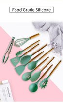 The Atelier | Non-Stick Silicone Kitchen Utensil Set with Wooden Handles