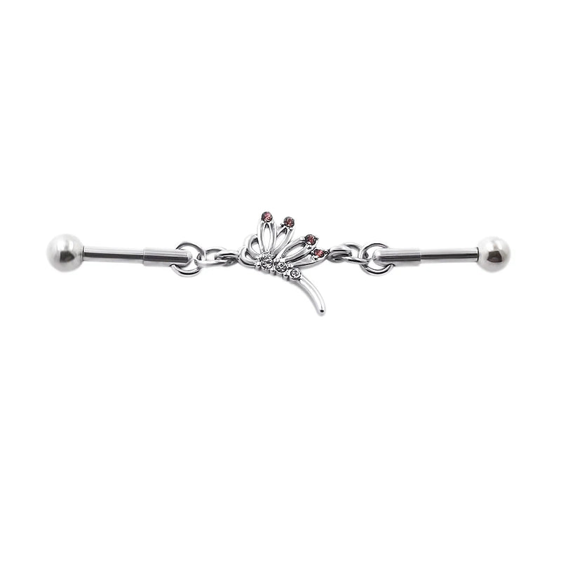 JHJT 14G Heart Industrial Piercing Surgical Steel Industrial Barbell Handcuffs Cat Star Cartilage Earring Body Jewelry