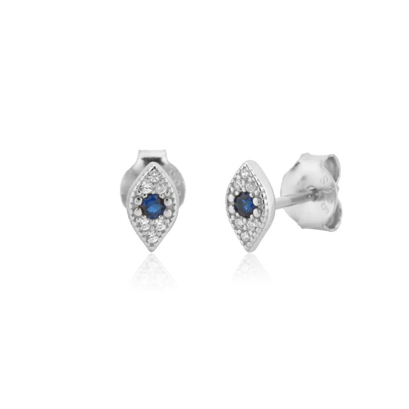 ANDYWEN 925 Sterling Silver CZ Eye Huggies Earrings 7.5mm Mini Hoops Loops Clips Crystal Blue Zircon Fashion 2020 Women Jewelry