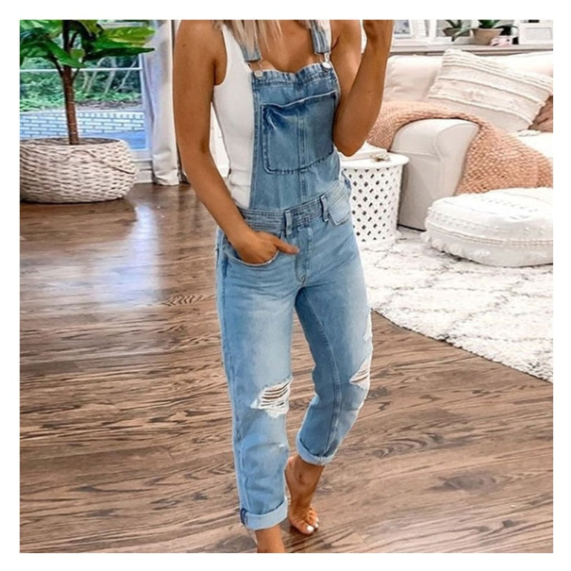 Cargo Pants Women Holes Slim Fit Overalls Women&