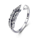 WOSTU NEW 925 Sterling Silver Vintage Style Leaves , Clear CZ Adjustable Rings for Women Fashion S925 Silver Jewelry Gift CQR313
