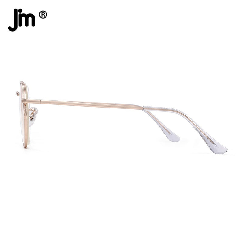 JM Round Blue Light Blocking Reading Glasses Men Women Spring Hinge Metal Frame Vintage Magnifier Diopter Presbyopic