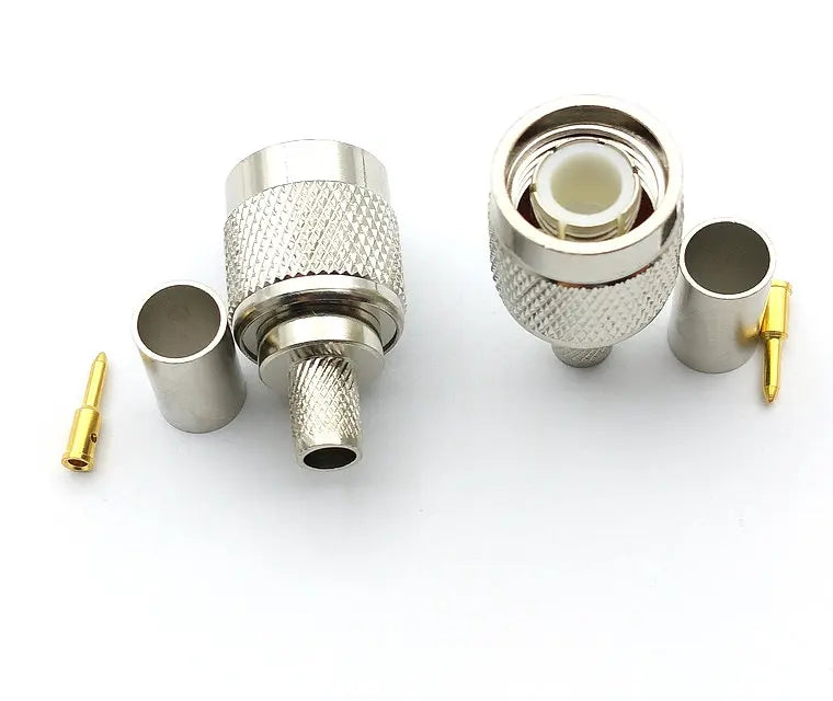 copper TNC Male Plug RF Coax Connector Crimp For Cable RG58 RG142 RG400 LMR195