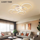 8/6/4 Circle Rings Modern Led Ceiling Light for Living room Bedroom Study room Aluminum Indoor Black&White Ceiling Lamp Fixture