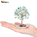 Sunligoo Super Mini Kristall-Geldbaum, Kupferdraht, mit Achat-Scheiben-Sockel, Heilstein, Yoga, Feng Shui Baum, Heimdekoration
