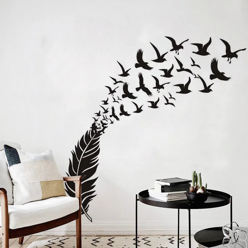 Delicate Feather Bird Decorative Vinyl Wall Stickers Bedroom Decor Decals Sticker For Kids Room Decoration Wallstickers