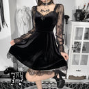 Mall Gothic Emo Jacquard A-line Dresses Goth dress Elegant Grunge Ruched Bandage Partywear Punk Black Women Halloween Club Dress