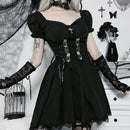 Mall Gothic Emo Jacquard A-line Dresses Goth dress Elegant Grunge Ruched Bandage Partywear Punk Black Women Halloween Club Dress