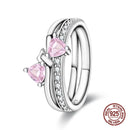 New Valentine's Day Rings Sweet Pink Zircon Princess Bows Size 7-9 For Women 925 Silver Ring Romantic Fine Jewelry Birthday Gift