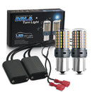 2PCS 1156 BA15S P21W BAU15S PY21w 3156 T20 7440 W21W Canbus LED Bulbs 3014 120SMD No Error Dual Color Turn Signal light NO Flash
