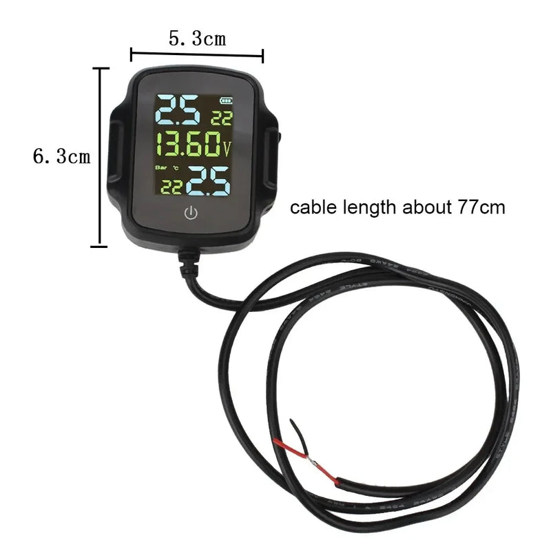 TPMS Motorcycle Tire Pressure Monitoring System With 2 Exteral Sensors Smart Tyre Alarm Kit Universal Motorbike Accessories