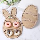 Wooden Easter Double Wavy Egg Rabbit Tray Happy Easter Party Decorations For Home 2025 Kids Favors Egg Bunny Pallet Snack Holder