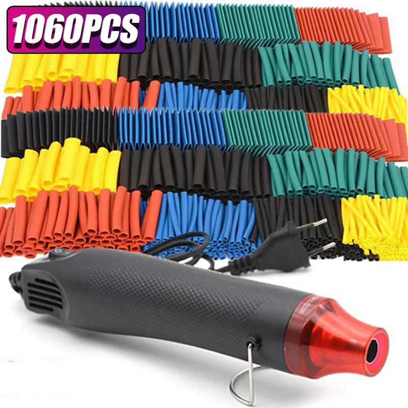 127/530/1060PCS Heat Shrink Tubing kit 2:1 Shrinkable Wire Shrinking Wrap Wire Connect Cover Cable Repair Protection Hot Air Gun