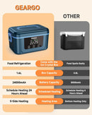 Cordless Electric Lunch Box,1.4L 24000mAh Rechargeable Heated Lunch Box with Ice Crystal Box,24 Hours Self Heating Lunchbox