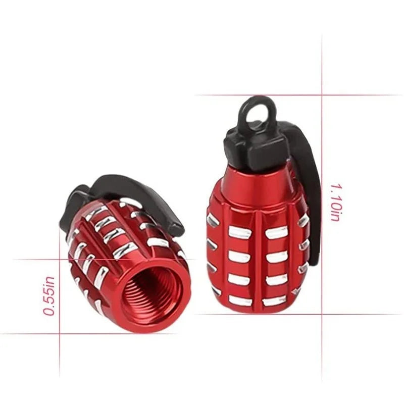 4pcs Car Tire Valve Cap Grenade Aluminum Alloy Tyre Valve Stem Cover Air Dust Cap Motorcycle Bike Truck Wheel Rim Valve Stem Cap