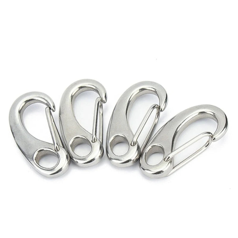 1-10pcs Length 30/40/50/70/100mm 304 Stainless Steel Egg Shape Spring Snap Hook Clip Wire Rope Quick Link Carabiner Boat Marine