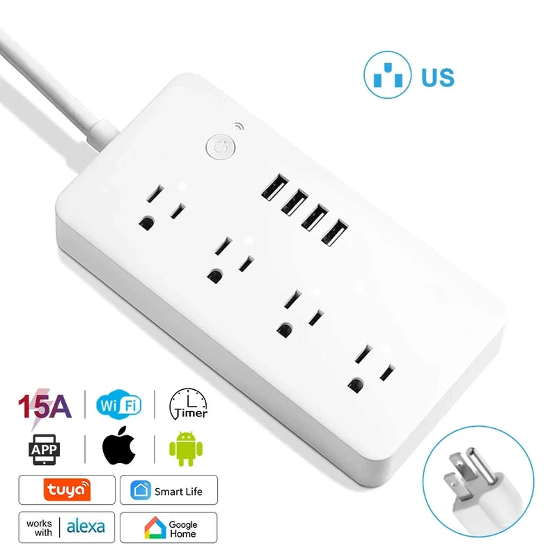 Smart socket WiFi Power Strip Multi Plug With 4 Plug 4USB Port Compatible With alexa google home Smart home Tuya Smart smartlife