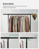 SONGMICS Clothes Rack on Wheels, Heavy-Duty Clothes Rail, with Extendable Hanging Rail, 136 kg Load Capacity