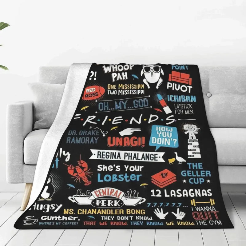 Friends TV Show Series Blanket Cover Flannel Cartoon Central Perk Lightweight Thin Throw Blanket for Bedding Couch Bed Rug